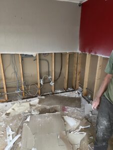 Drywall after clearing out the facility